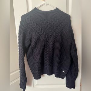 Abercrombie and Fitch Navy cable knit mock neck sweatshirt